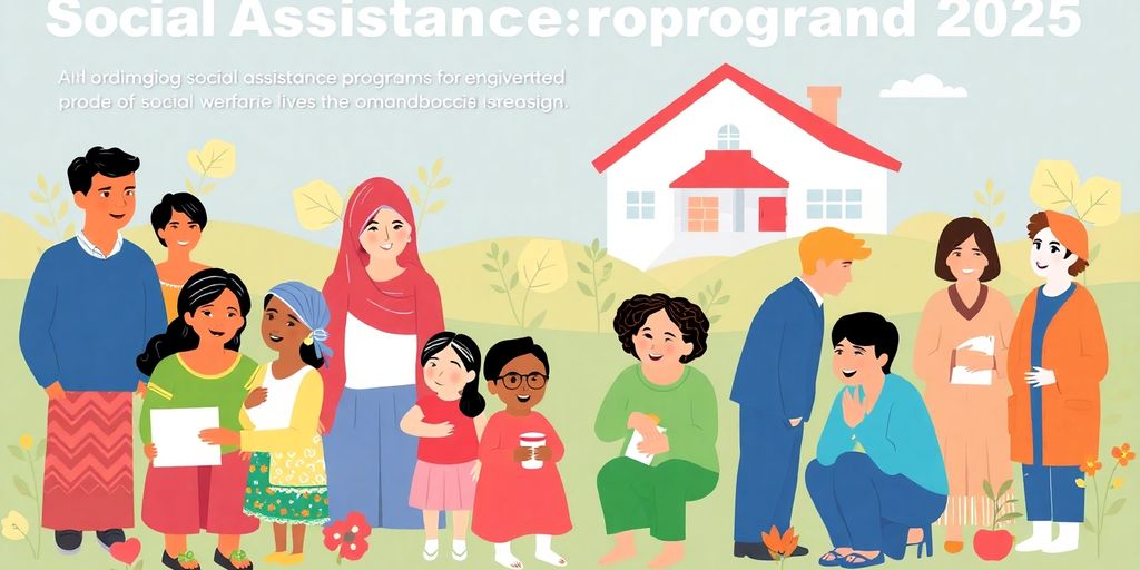 Ilustrasi keluarga cek bansos 2025 menerima bantuan sosial dari pemerintah.