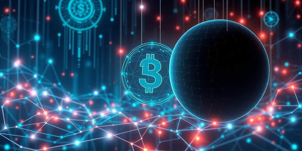 Ilustrasi keuangan global dan kecerdasan buatan Deepseek AI.