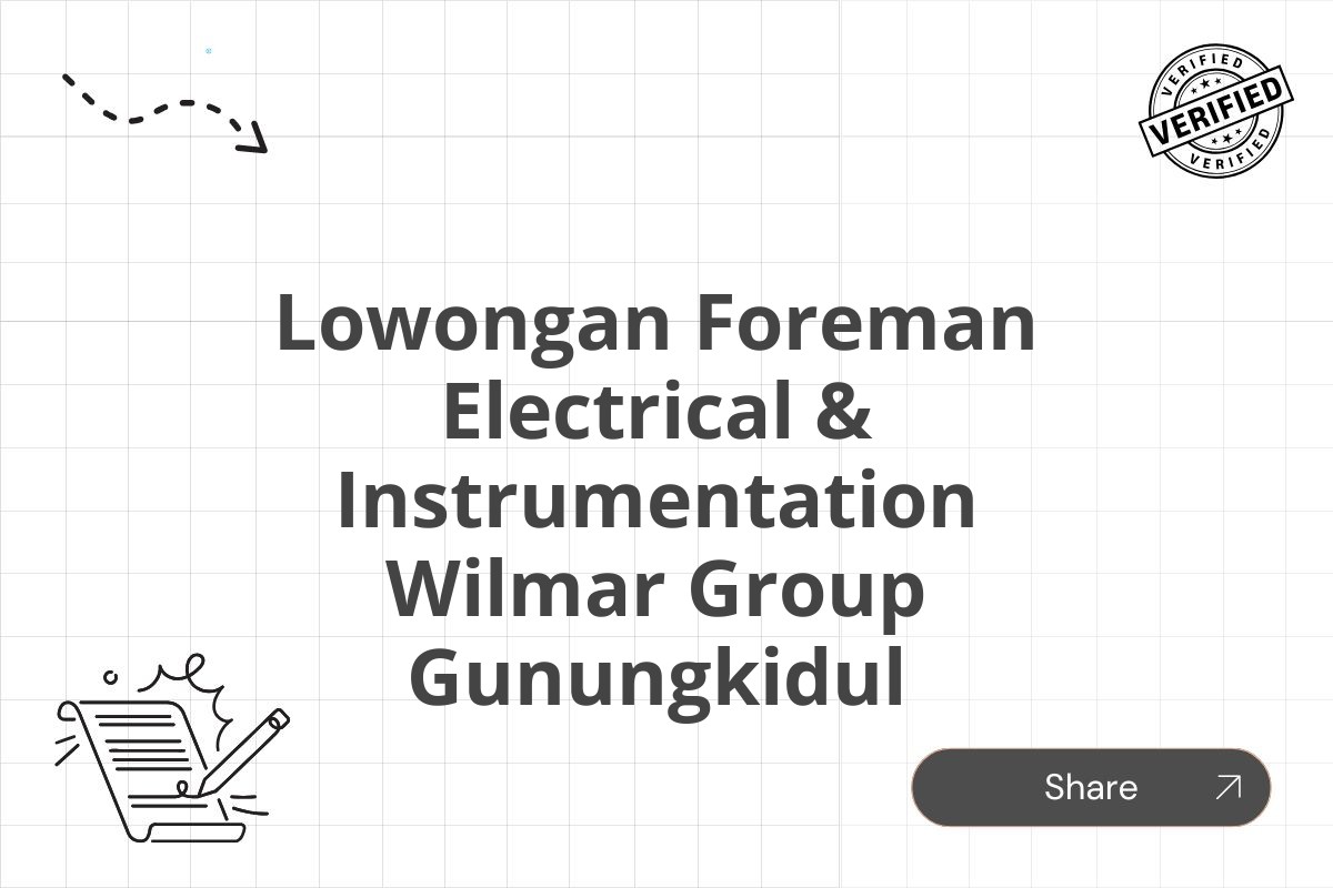 Lowongan Foreman Electrical & Instrumentation Wilmar Group Gunungkidul