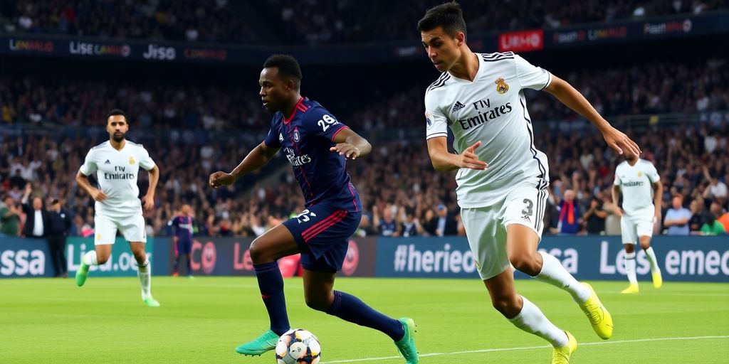 Pertandingan antara Real Madrid vs Espanyol dengan pemain.