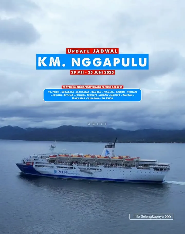 Jadwal Kapal KM Ngapulu: Mei-Juni, Rute Lengkap Indonesia Timur
