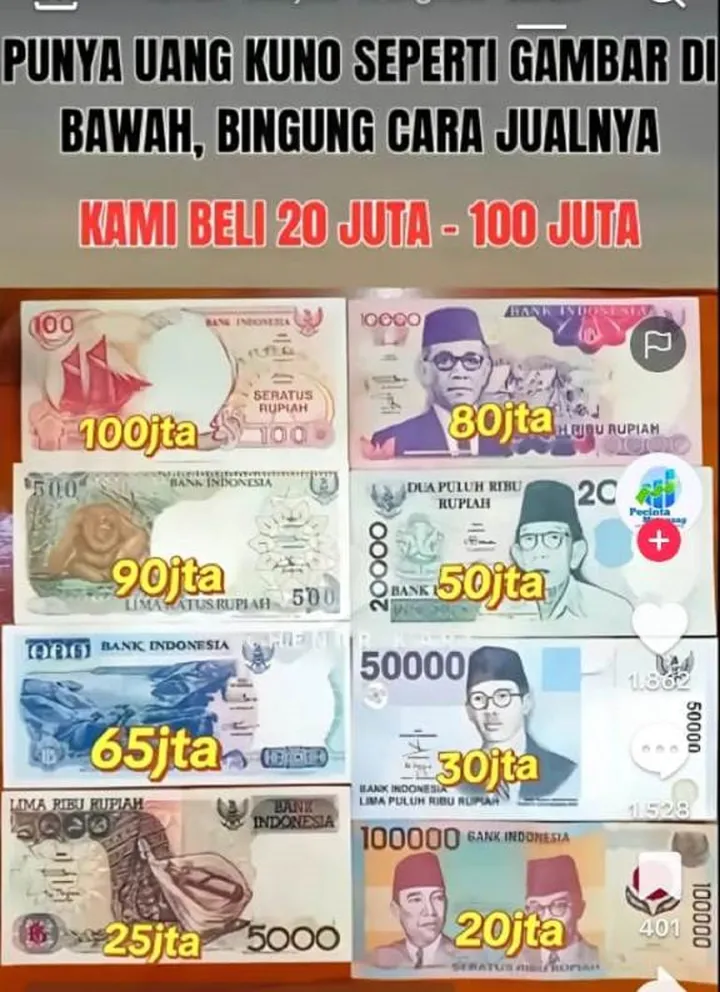 Uang Kuno Kertas Langka: 4 Lembar Setara Harga Mobil