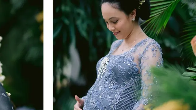Kebaya Hamil Biru Anggun Anggika: Elegan, Payet Mewah