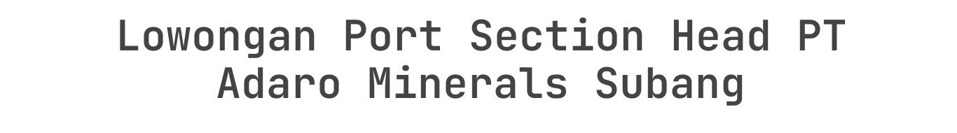 Lowongan Port Section Head PT Adaro Minerals Subang