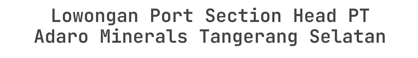 Lowongan Port Section Head PT Adaro Minerals Tangerang Selatan