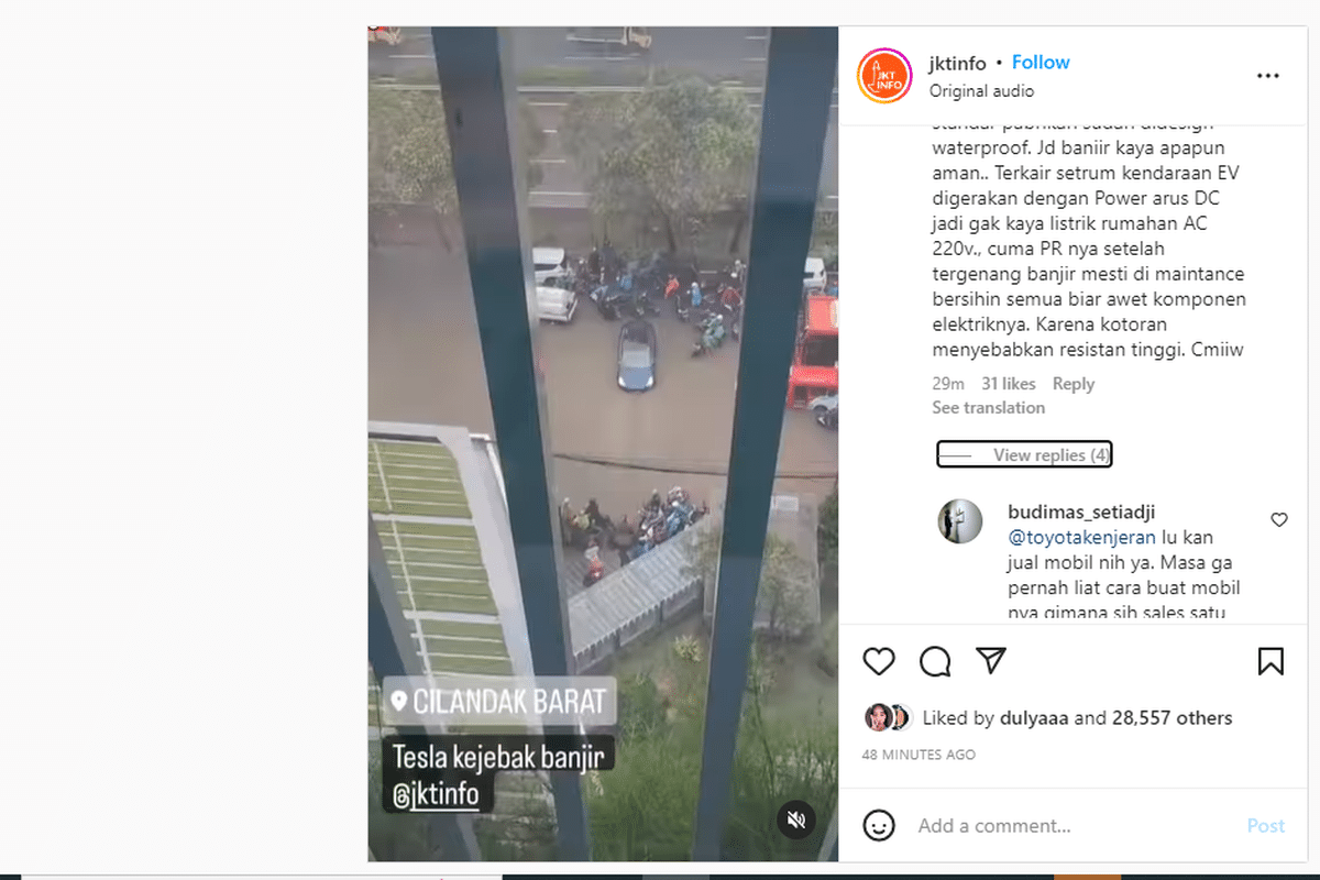 Tesla Terbakar Hebat Usai Terendam Banjir! Ini Bahaya Mobil Listrik Saat Banjir