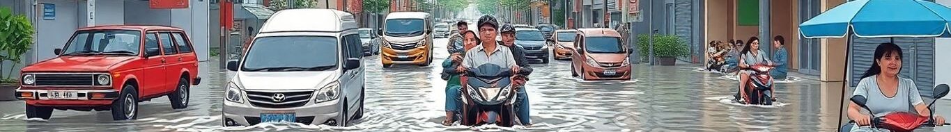 Banjir rob di Jakarta utara, terlihat genangan air.