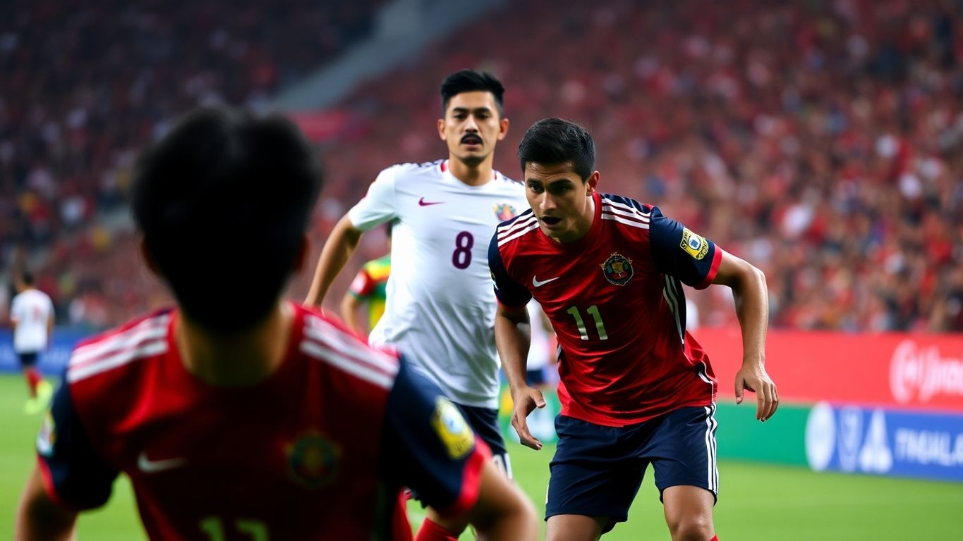 Pemain Indonesia dan Vietnam berduel di lapangan.