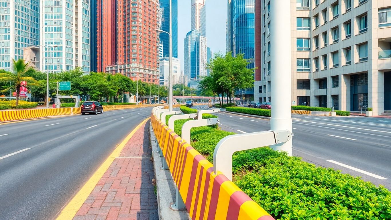Gambar pembatas jalan yang dapat disesuaikan di kota.