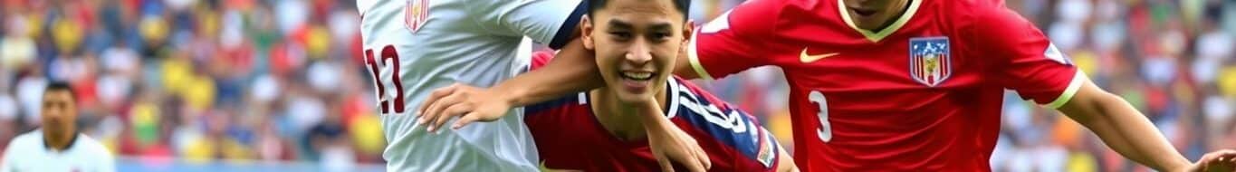 Pemain Indonesia vs Filipina bertanding di lapangan sepak bola.