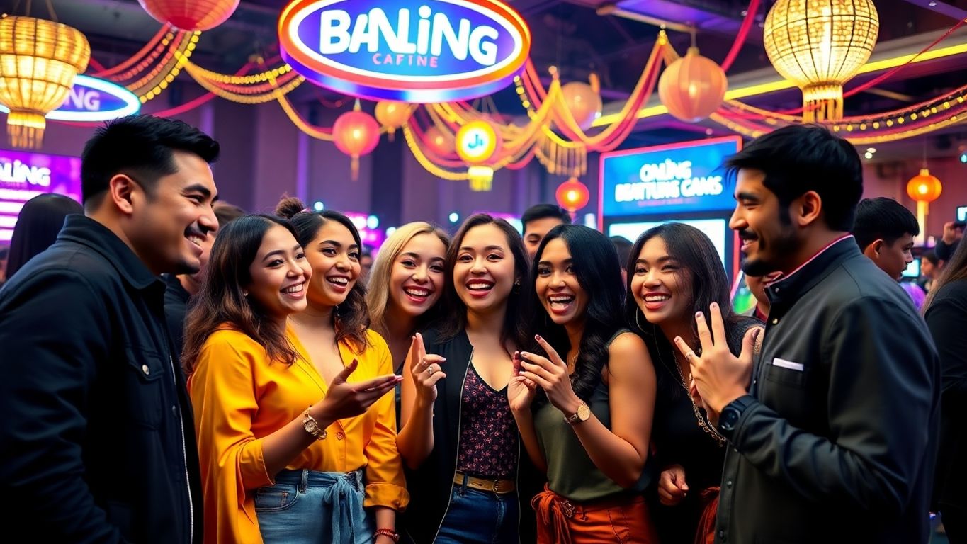 Sekelompok artis berinteraksi dalam acara promosi judi.