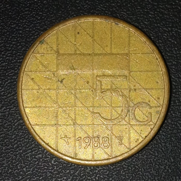Uang Koin Indonesia Belanda 5 Gulden